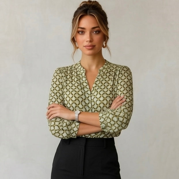 Half-puff sleeve floral print top