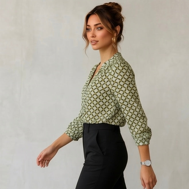 Half-puff sleeve floral print top