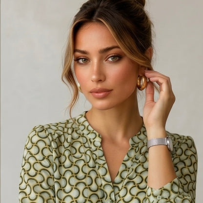 Half-puff sleeve floral print top