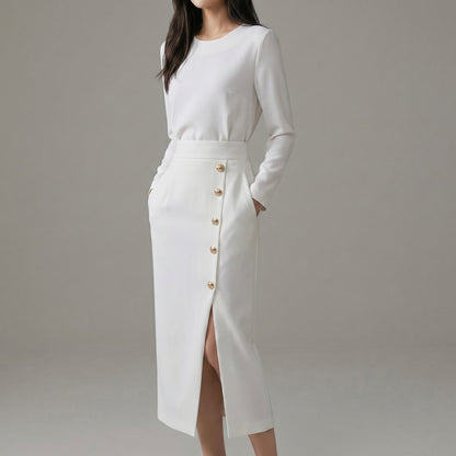 Long Sleeves Elegant Midi Dress
