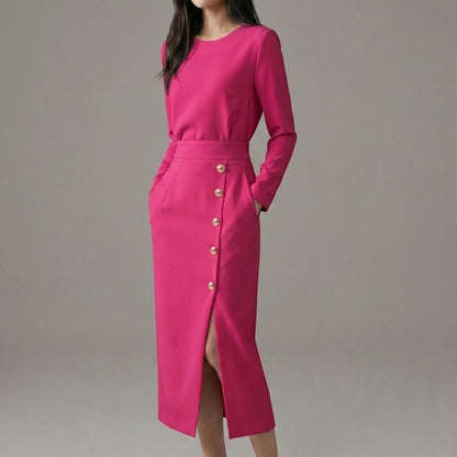 Long Sleeves Elegant Midi Dress