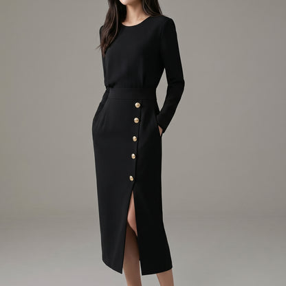 Long Sleeves Elegant Midi Dress