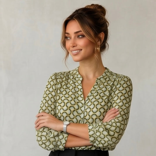 Half-puff sleeve floral print top