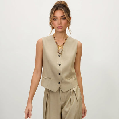 Old Money Vest Wide Leg Pant Set