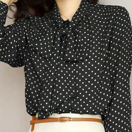 Women Bow Polka Dot Printing Cardigan