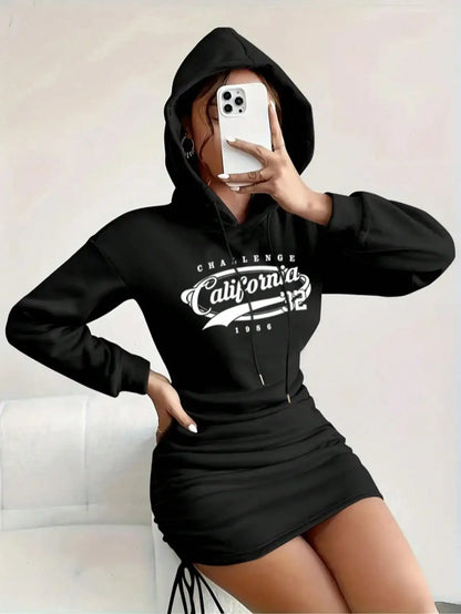 Casual Hooded Short Dress for Women