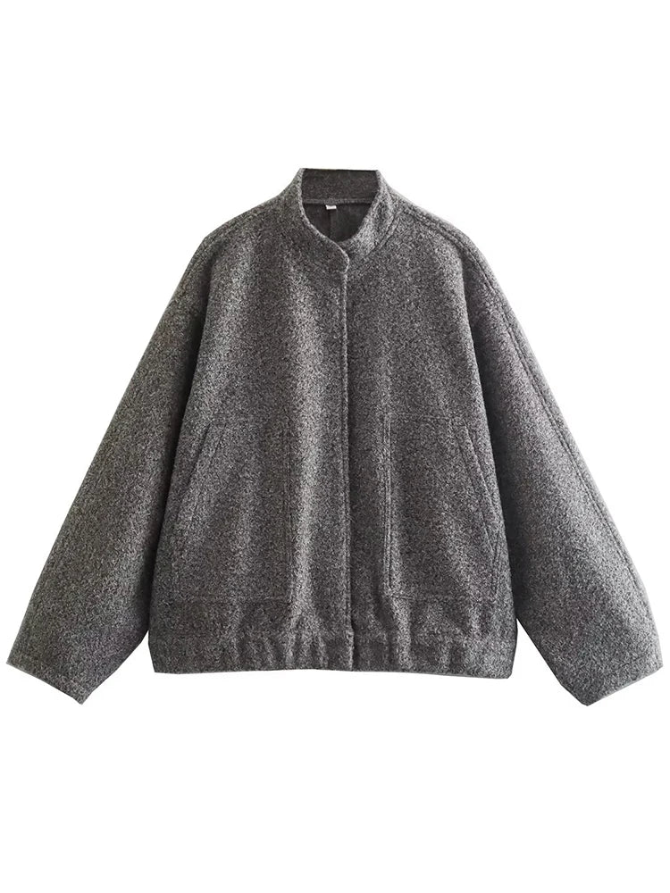 Women Vintage Black Tweed Jacket