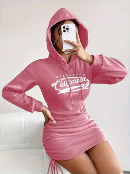 Casual Hooded Short Dress for Women