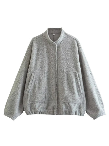 Women Vintage Black Tweed Jacket