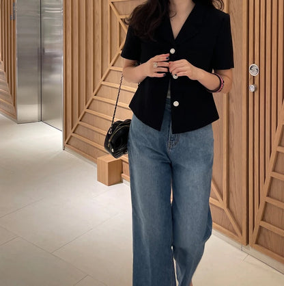Women Notched Collar Tweed Jackets