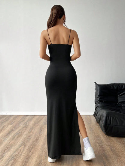 Women's Summer Spaghetti Strap Split-Leg Dress