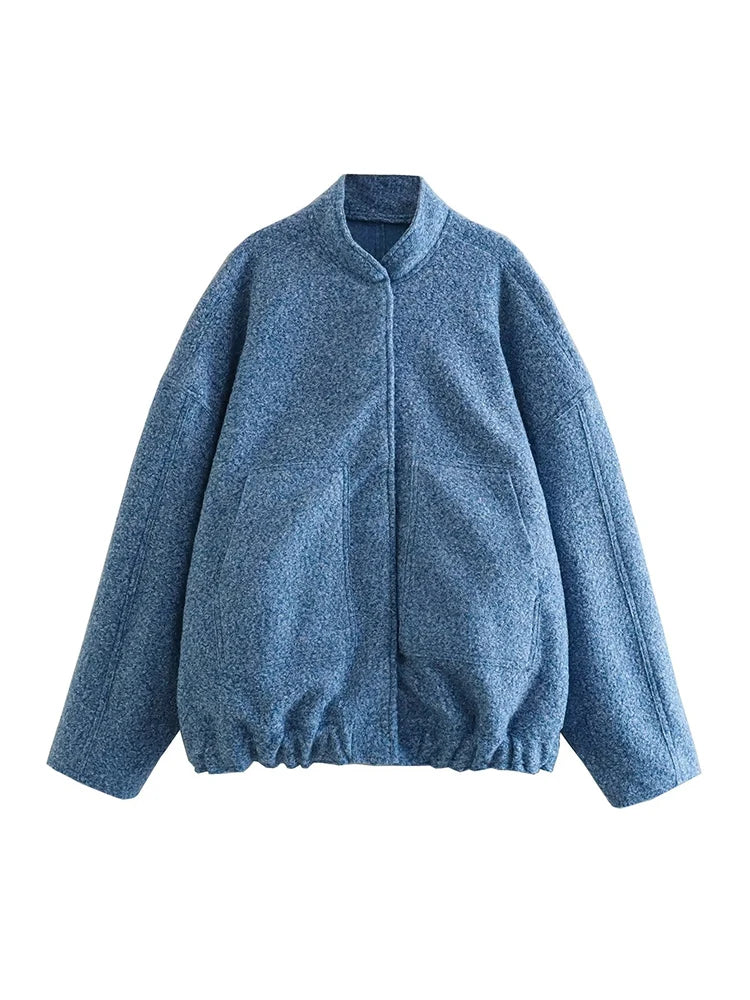 Women Vintage Black Tweed Jacket