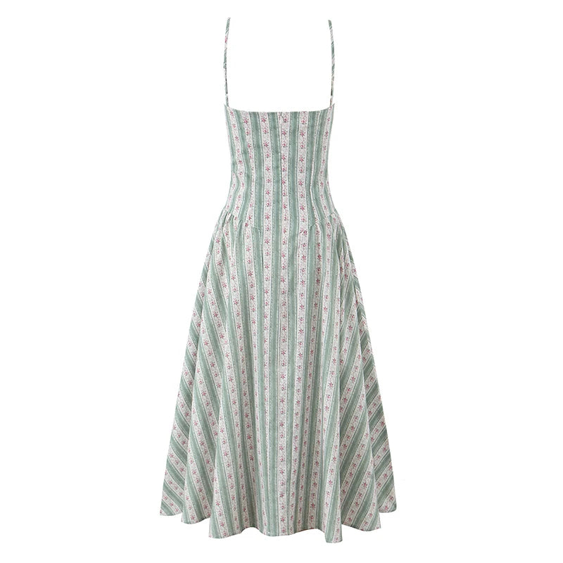 Emerald Bloom Floral Midi Dress