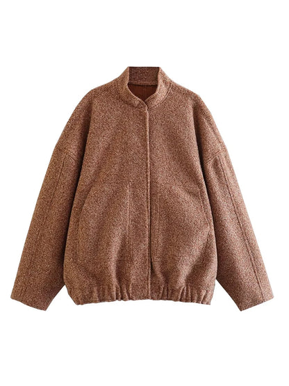 Women Vintage Black Tweed Jacket