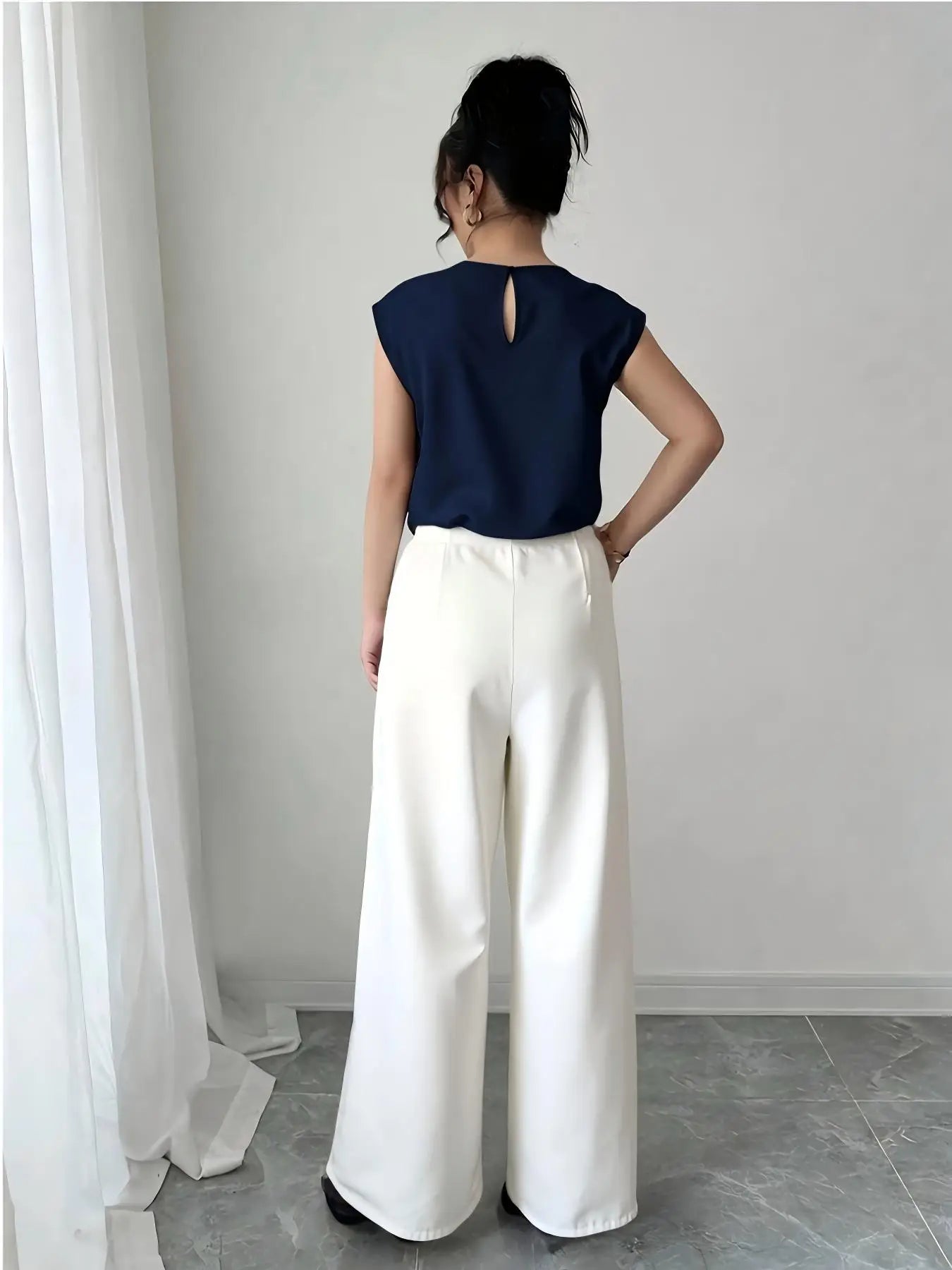 Elegant Solid Color Silk Vest And Pants Set for Women