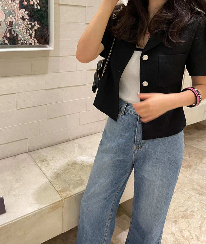 Women Notched Collar Tweed Jackets