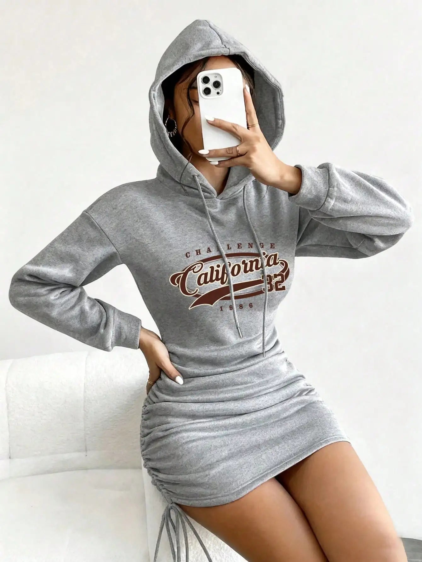 Casual Hooded Short Dress for Women