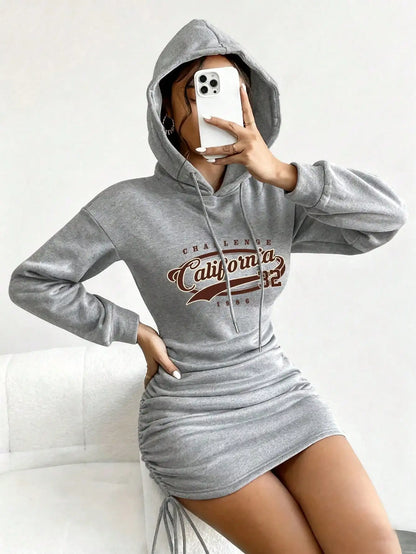Casual Hooded Short Dress for Women
