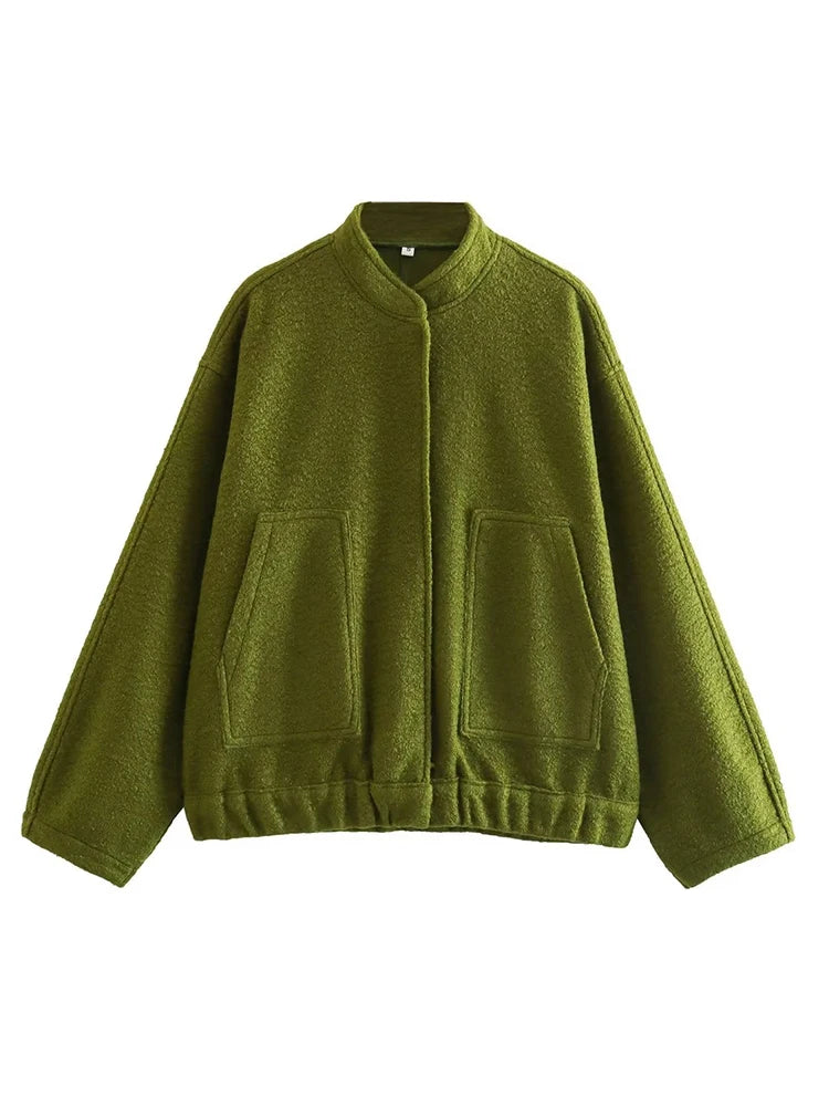 Women Vintage Black Tweed Jacket