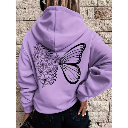 Butterfly and Floral Sweatshirt Hoody