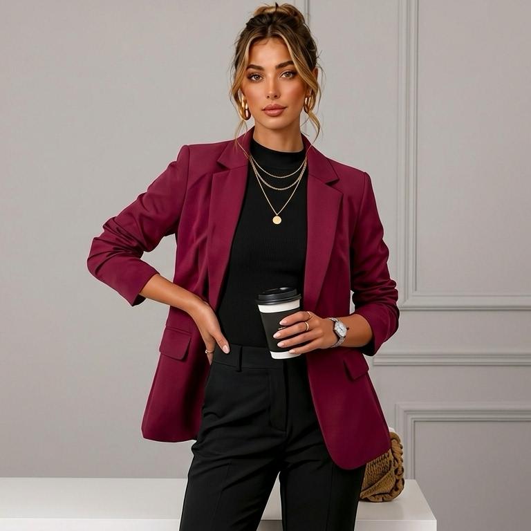 Red Long Sleeve Blazer