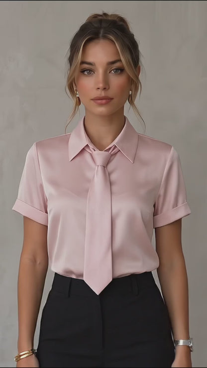 Elegant short sleeve blouse Office Shirt