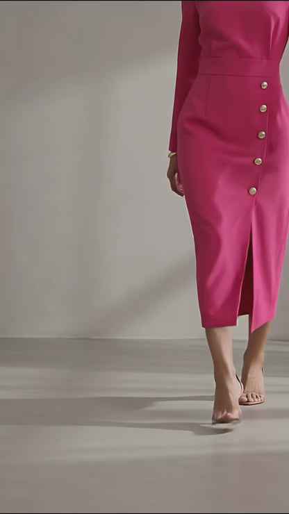 Long Sleeves Elegant Midi Dress